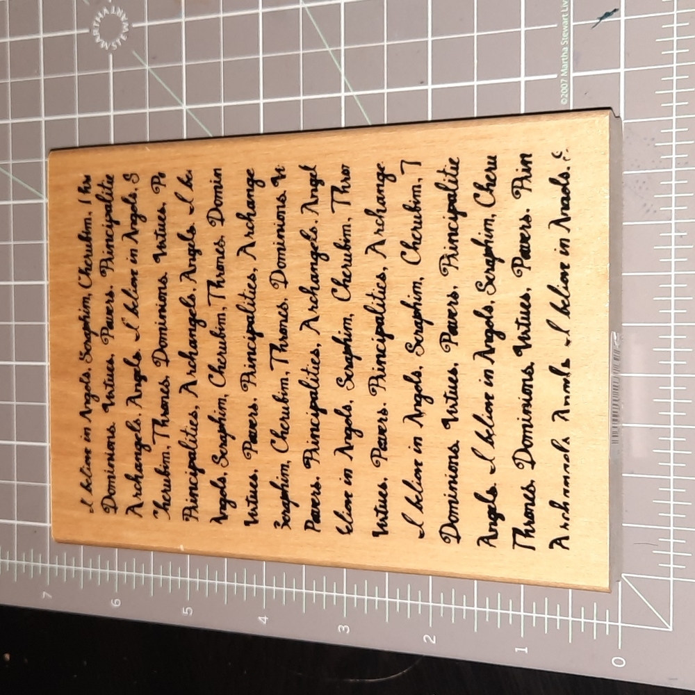 I Believe in Angels background rubber stamp